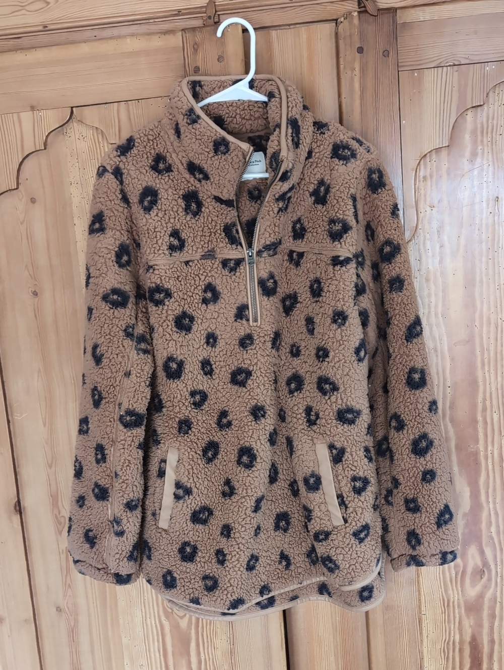 Abercrombie & Fitch Brown Leopard Print Sherpa Pullover